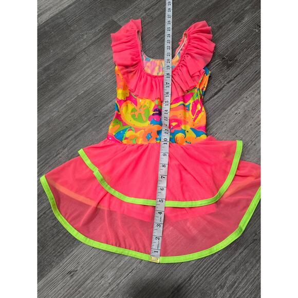 Costume Gallery Vibrant Pink 2 Tiered Tutu Skort Dress Sleeveless Dance Outfit - Picture 8 of 10
